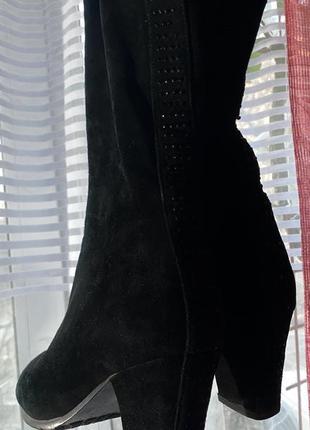 Сапоги ботинки ботфорты черные замшевые1 фото