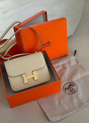 Брендова сумка-клатч бежева hermes Tandem premium