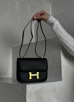 Премиум натуральная сумка-клатч черная hermes10 фото