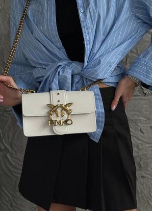 Женская сумка-клатч из натуральной кожи pinko, премиум белая9 фото