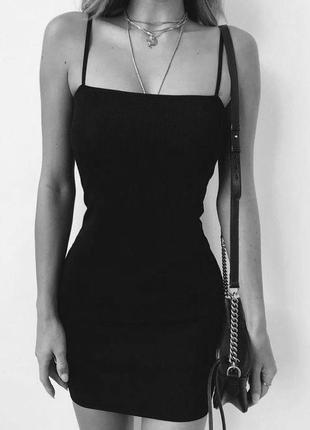 Жіноча повсякденна чорна міні сукня, креп-дайвінг