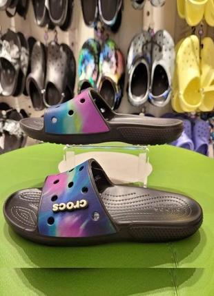 Крокс слайд чорні классік мульті crocs classic slide out of this world  multi / black