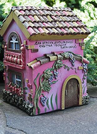 Копилка домик итальянский - коралловый гипс гранд презент кг605-4