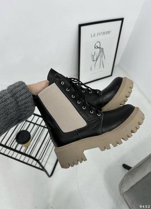 Жіночі теплі якісні черевики зимові чорні , натуральна шкіра2 фото