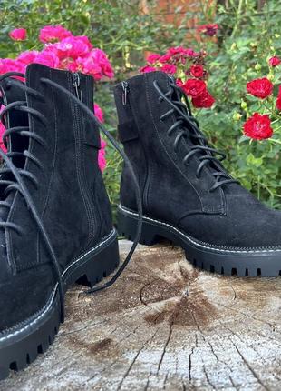 Новые женские черные замшевые сапожки сапоги ботинки весенние демисковые ботинки ботинки сапоги сапожки берцы4 фото