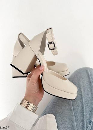 Элегантные женские кожаные туфли на каблуке на каблуке с ремешком натуральная кожа босоножки с закрытым носиком кожа квадратный мыс3 фото