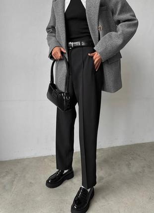 Жіночі стильні брюки чорний беж, костюмка8 фото