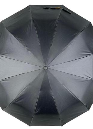 Стильный мужской складной зонт-автомат на 12 двойных спиц с прямой ручкой от feeling rain, черный, 02312-14 фото