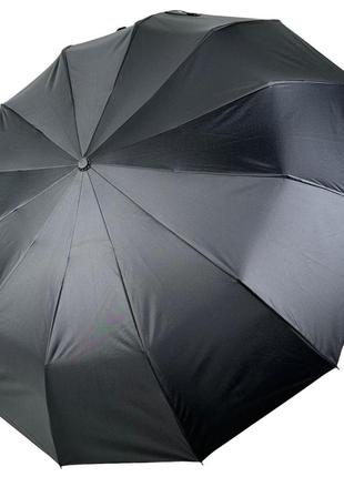 Стильна чоловіча складана парасоля-автомат на 12 подвійних спиць із прямою ручкою від feeling rain, чорний, 02312-19 фото