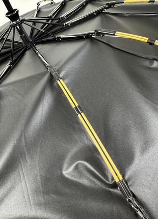 Стильна чоловіча складана парасоля-автомат на 12 подвійних спиць із прямою ручкою від feeling rain, чорний, 02312-13 фото