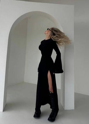 Платье черная длиной макси 😍7 фото
