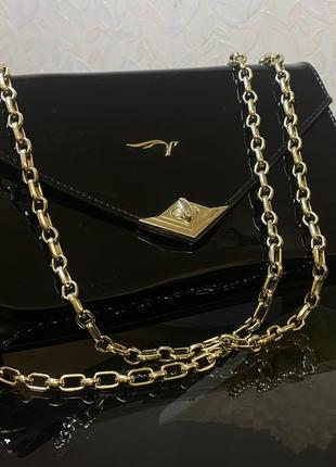 Лакова чорна  сумка-клатч