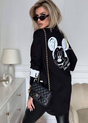 Подовжена жіноча блуза с прінтом позаду, штапель