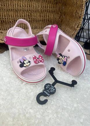 Детские сандалии crocs crocband sandal kids светло-розовые лидер продаж