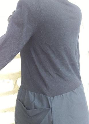 Темно синяя туника платье короткое шерсть карманы8 фото