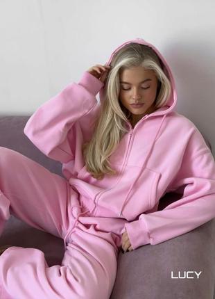 М'який та зручний костюм oversize з капюшоном. кофта на блискавці