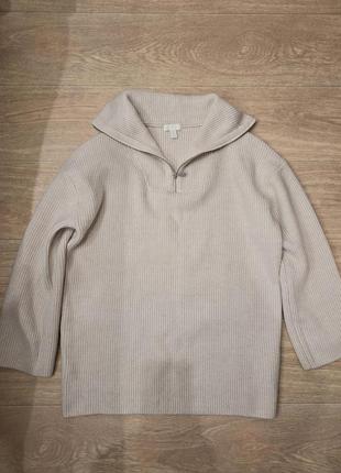 Удлинённый оверсайз свитер с молнией на горловине h&m, размер s-m.7 фото