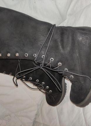 Timberland 37p. чорні нубукові чоботи на шнурках2 фото
