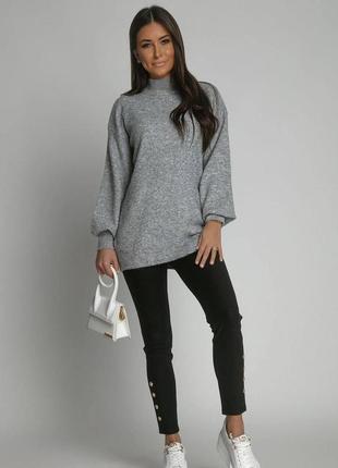 Жіночий повсякденний светр, трикотаж з ангорою чорний сірий дж...2 фото