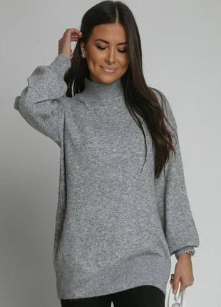 Жіночий повсякденний светр, трикотаж з ангорою чорний сірий дж...6 фото