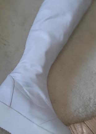 Белые ботфорты длинные сапоги демосезон экокожа🤍🤍🤍