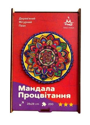 Дерев'яний пазл для дорослих мандала процвітання в подарунковій коробці 28 x 28 см 200 деталей