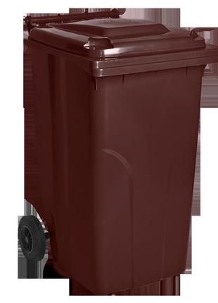 Бак для мусора на колесах с ручкой 240 литров темно-коричневый