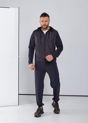 Мужской весенний спортивный костюм качественный комплект кофта на молнии с плащенкой и штаны
