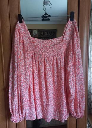 Розпродаж натуральна віскозна блуза з пишними рукавами