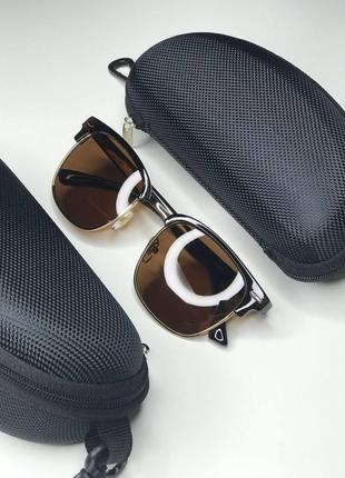 Солнцезащитные очки ray ban коричневые глянцевые polarized квадратные с полуоправой рей бен клаб мастер10 фото