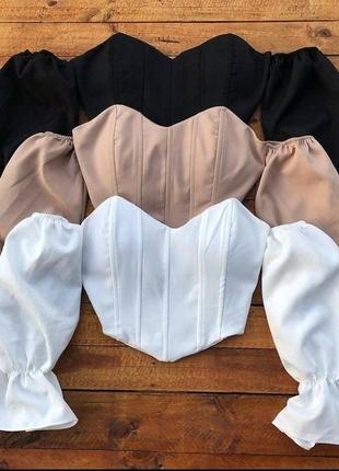 Розкішна блуза зі шнуровкою на спинці, блузка з імітацією корсету2 фото