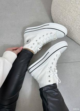 Повсякденні кеди жіночі високі білі, обувний текстиль4 фото