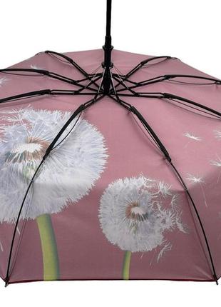 Яскрава жіноча парасоля напівавтомат з принтом кульбабки на 9 шпиць від susino, червоний, sys 0645-46 фото