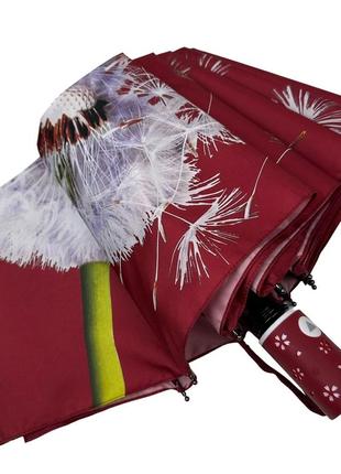 Яскрава жіноча парасоля напівавтомат з принтом кульбабки на 9 шпиць від susino, червоний, sys 0645-45 фото