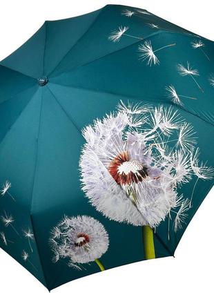 Яркий женский зонт полуавтомат с одуванчиками на 9 спиц от susino, бирюзовый, sys 0645-5