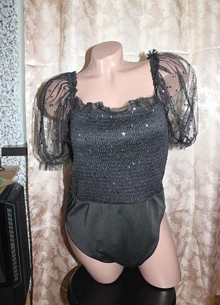 Боди черное в звезды shein