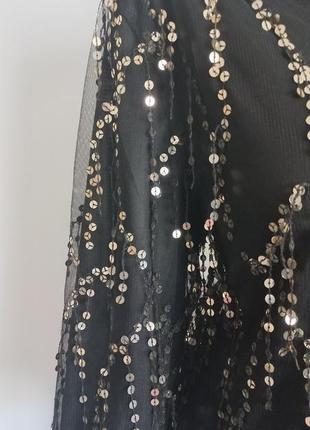 Гламурна ечірня блискуча чорна сукня плаття міді в паєтки бренд boohoo4 фото