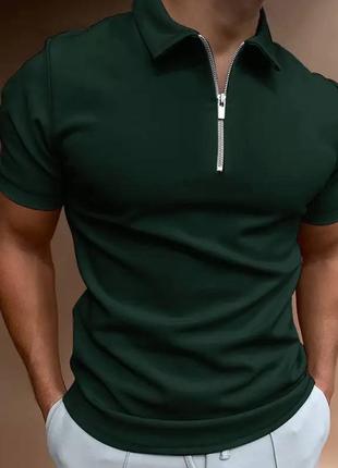 Мужская солидная футболка поло с воротником на молнии