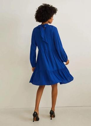 Синя сукня c&a premium ярусна міді з довгим рукавом електрик