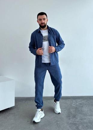 Люксовий вельветовий діловий костюм чоловічий комплект сорочка і штани2 фото