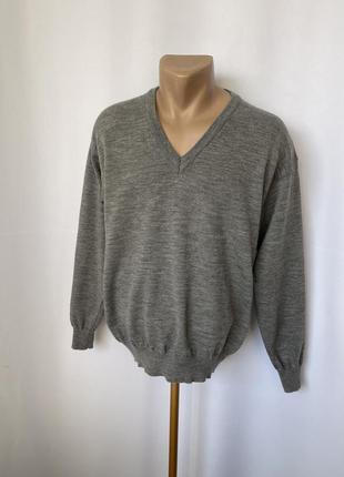 Marco giordani винтаж винтажный свитер меринос джемпер с мысом серый меланж1 фото