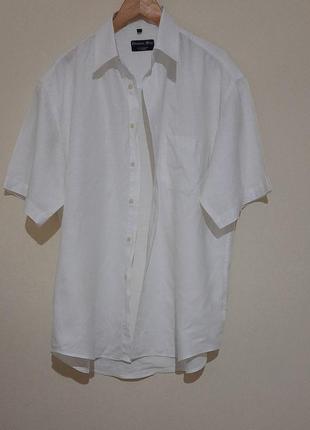 Сорочка з коротким рукавом, біла, льон.3 фото