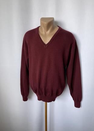 Marco giordani вінтаж вінтажний светр меринос джемпер з мисом бордовий меланж1 фото