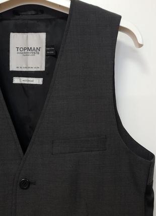 Topman - 42 xxxs - жилетка мужская графитовая классическая мужественный жилет7 фото