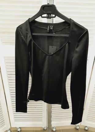 Кофта атласная черная силуэтная модная zara reserved