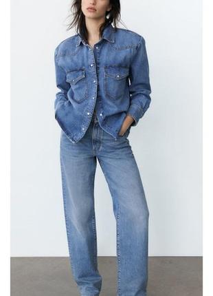 Джинсова куртка з широкими плечами, тренд! джинсовий пiджак оверсайз1 фото
