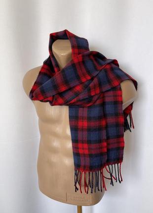 Шерстяной шарф винтаж шарфик тартан в клетку красно-синий шотландия maclachlan