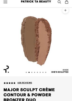 Подвійний бронзер patrick ta major sculpt crème contour & powder bronzer duo4 фото