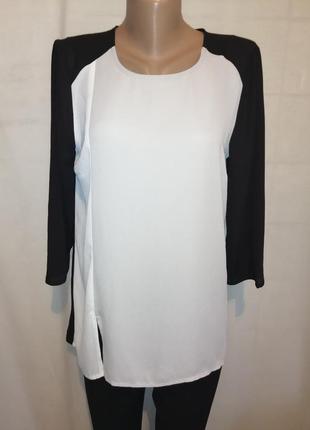 Блуза трех цветная черно-белая