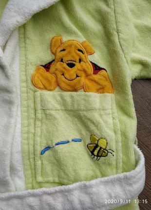 Халат махровий c капюшоном для малюка унісекс winnie pooh 0-12 міс до 1 року2 фото